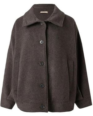 Sessun Nariwa Button-Down Wool Jacket - Brown