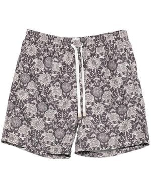 Eleventy Printed Drawstring Swim Shorts - White