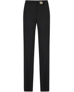 Raquel Diniz Button-Detail Straight-Leg Trousers - Black