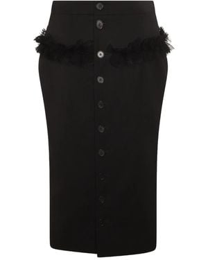 McQueen Button-Front Ruffled Skirt - Black