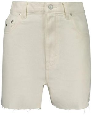 Tommy Hilfiger Logo-Patch Frayed Shorts - White