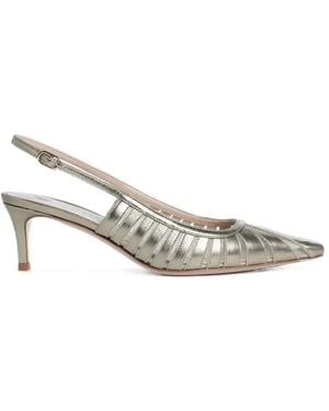 Roberto Festa Fenice Laser-Cut Slingback Heeled Court Shoes - White
