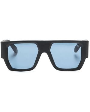 Philipp Plein Logo-Embossed Rectangle-Frame Sunglasses - Blue
