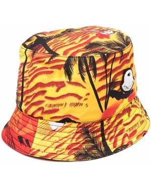Palm Angels X Moncler Tropical-Print Bucket Hat - Orange