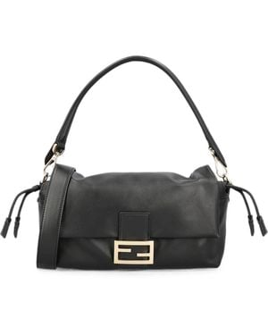 Fendi Baguette Medium Leather Handbag - Black