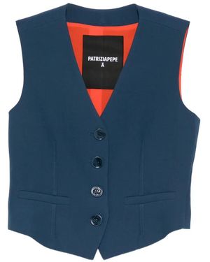 Patrizia Pepe V-Neck Buttoned Waistcoat - Blue