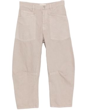 Nili Lotan Curved-Leg Patch-Pocket Pants - White