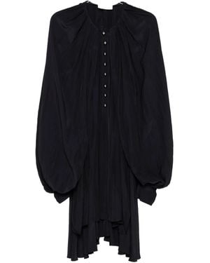 Lanvin Pleated Button-Front Mini Dress - Blue