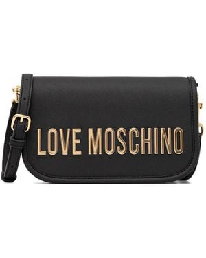 Love Moschino Logo-Plaque Shoulder Bag - Black