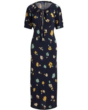 Polo Ralph Lauren Floral Keyhole Midi Dress - Blue