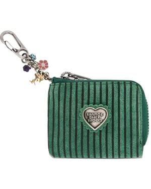 Marge Sherwood Stripe-Print Heart-Plaque Coin Purse - Green