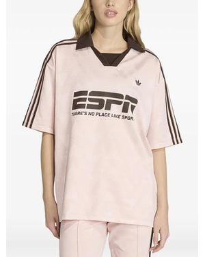 adidas Logo-Print Striped T-Shirt - Natural