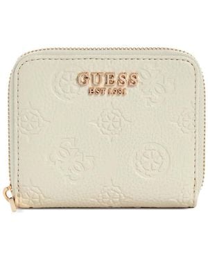 Guess Cresidia Logo-Embossed Zip-Around Wallet - Natural