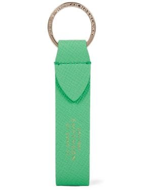 Smythson Panama Leather Strap Keyring - Green