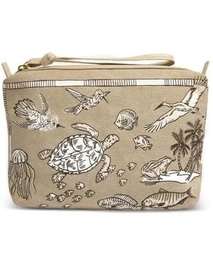 Inoui Edition Animal-Print Cotton Clutch Bag - Natural