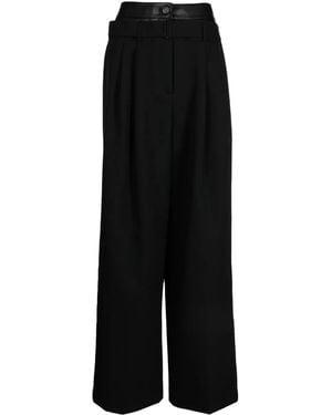 Juun.J Double-Layer Wide-Leg Wool Pants - Black