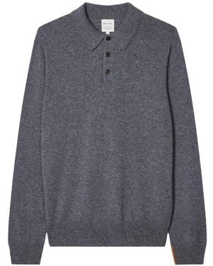Paul Smith Cashmere Long-Sleeve Polo Shirt - Gray
