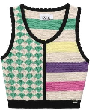 Izzue Paneled Cotton Cropped Top - Green