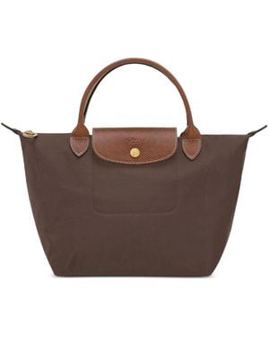 Longchamp S Le Pliage Leather-Trim Tote Bag - Brown
