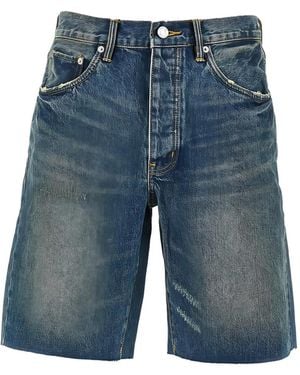 Purple Brand Button-Fastening Shorts - Blue