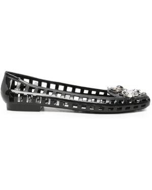 HEAVENLY JELLY Crystal-Embellished Flat Court Shoes - White