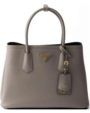 Prada Double Medium Saffiano Leather Bag - Brown