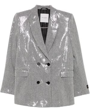 ERMANNO FIRENZE Sequin-Embellished Houndstooth Blazer - Gray