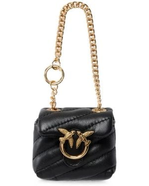 Pinko Love Birds Taschenanhänger Mit Chevron-Steppung - Schwarz