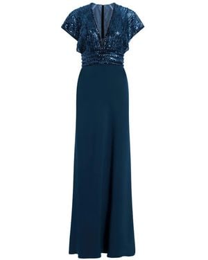 Jenny Packham Cary Sequin V-Neck Maxi Dress - Blue