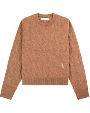 Sporty & Rich Cable-Knit Logo Jumper - Natural