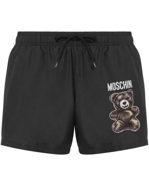 Moschino Logo-Print Swim Shorts - Black