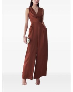 Willa Draped V-Neck Jumpsuit - Red