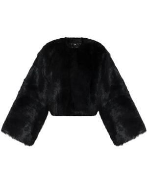 Dolce & Gabbana Cropped-Mantel Mit Lammfell - Schwarz