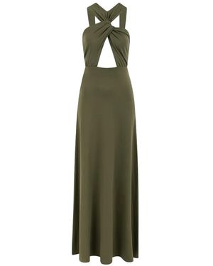 CAYET Naomi N4 Twist-Detail Cutout Maxi Dress - Green