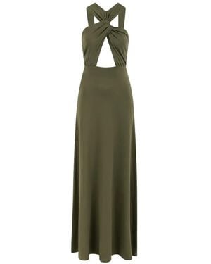 CAYET Naomi N4 Twist-Detail Cutout Maxi Dress - Green