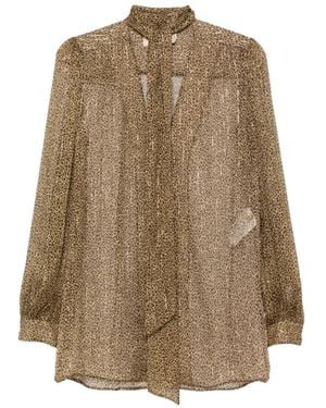 Valentino Garavani Leopard-Print Pussy-Bow Blouse - Natural