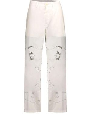 Marine Serre Patch-Pocket Trousers - Natural