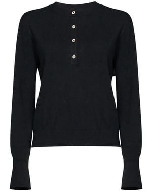 Kaos Button-Placket Fine-Knit Sweater - Blue