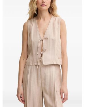 Mos Mosh Mmelva Inah Striped V-Neck Vest - Natural