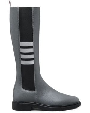 Thom Browne Bottines Chelsea Grainées À Détail 4 Bandes Signature - Noir