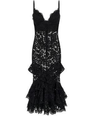 Roberto Cavalli Lace Ruffled Dress - Black