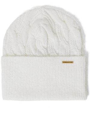 Twinset Cable-Knit Beanie Hat - White