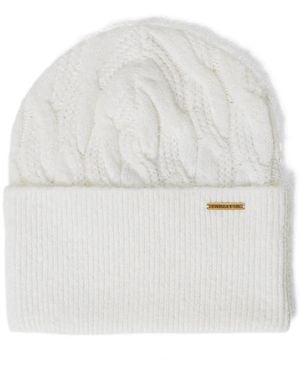Twinset Cable-Knit Beanie Hat - White