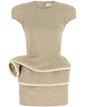 Magda Butrym Rosette-Detail Lace-Trimmed Mini Dress - Natural