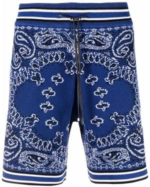 Amiri Bandana-Print Track Shorts - Blue