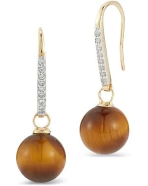 Mateo Pendientes En Oro Amarillo De 14 Ct Con Diamantes - Blanco