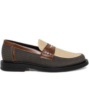 Filling Pieces Reed Woven-Panel Loafers - Brown