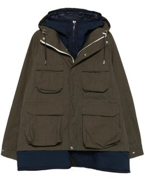 Sacai Hooded Multi-Pocket Coat - Green