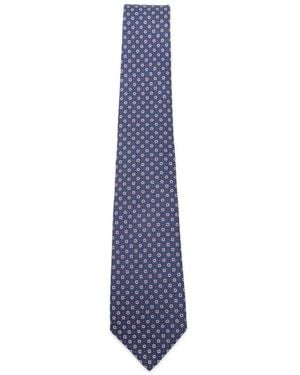 Kiton Geometric-Pattern Tie - Blue