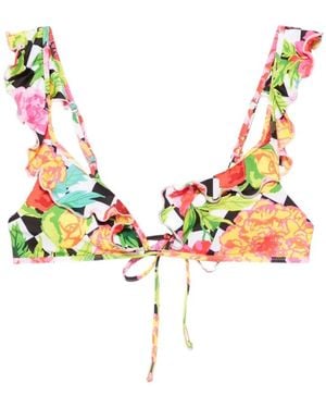 Moschino Printed Lycra Triangle Bikini Top - Metallic